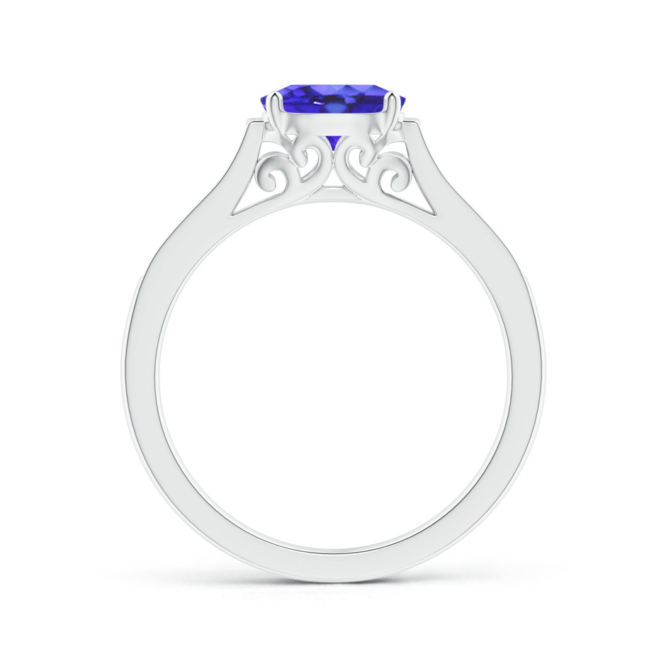 7x5mm AA East-West Oval Tanzanite Solitaire Ring with Diamonds in White Gold product image