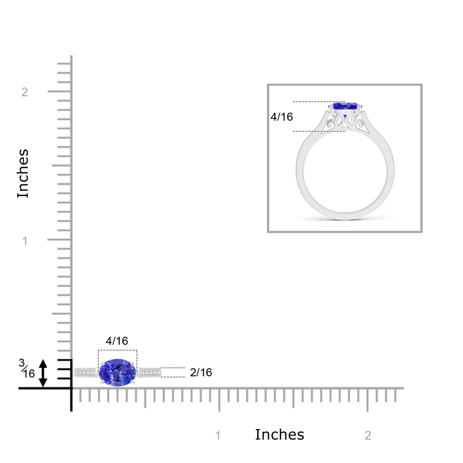 7x5mm AAA East-West Oval Tanzanite Solitaire Ring with Diamonds in P950 Platinum product image