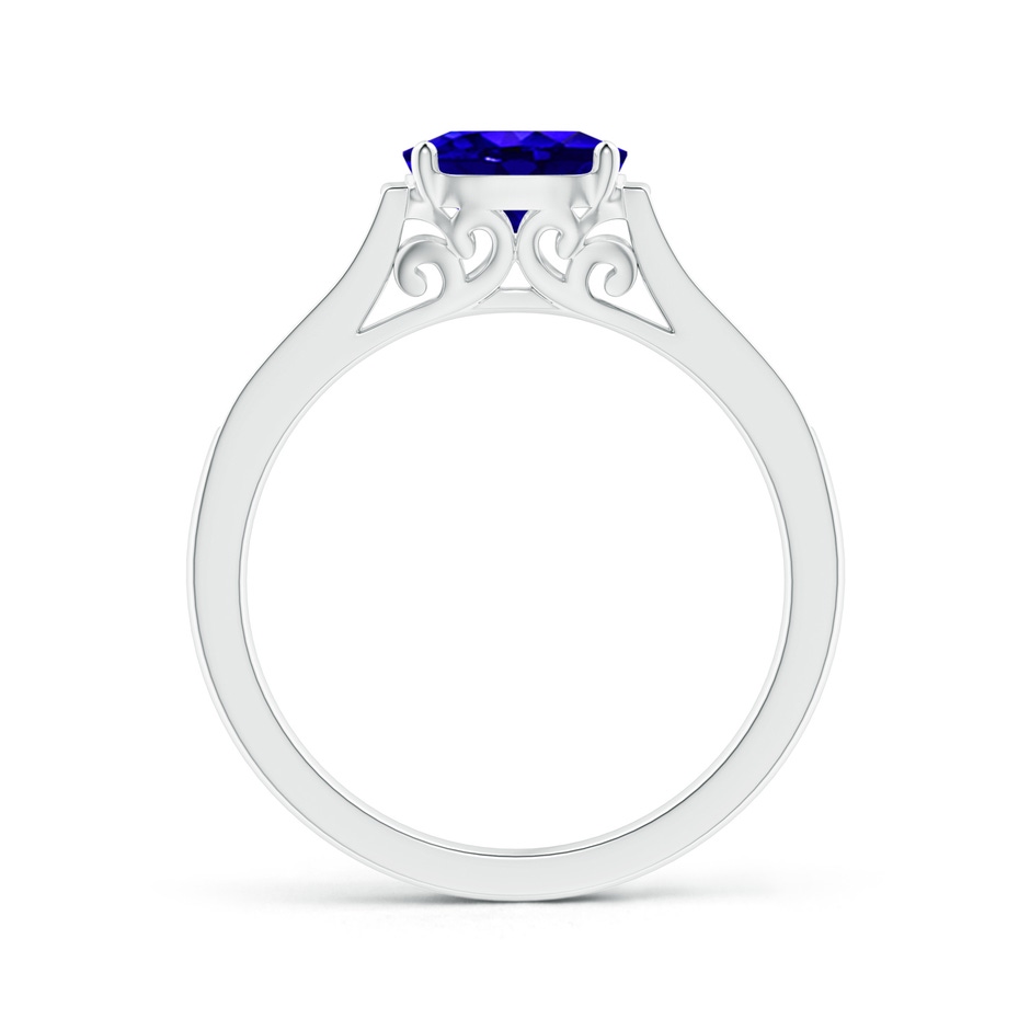 7x5mm AAAA East-West Oval Tanzanite Solitaire Ring with Diamonds in White Gold product image