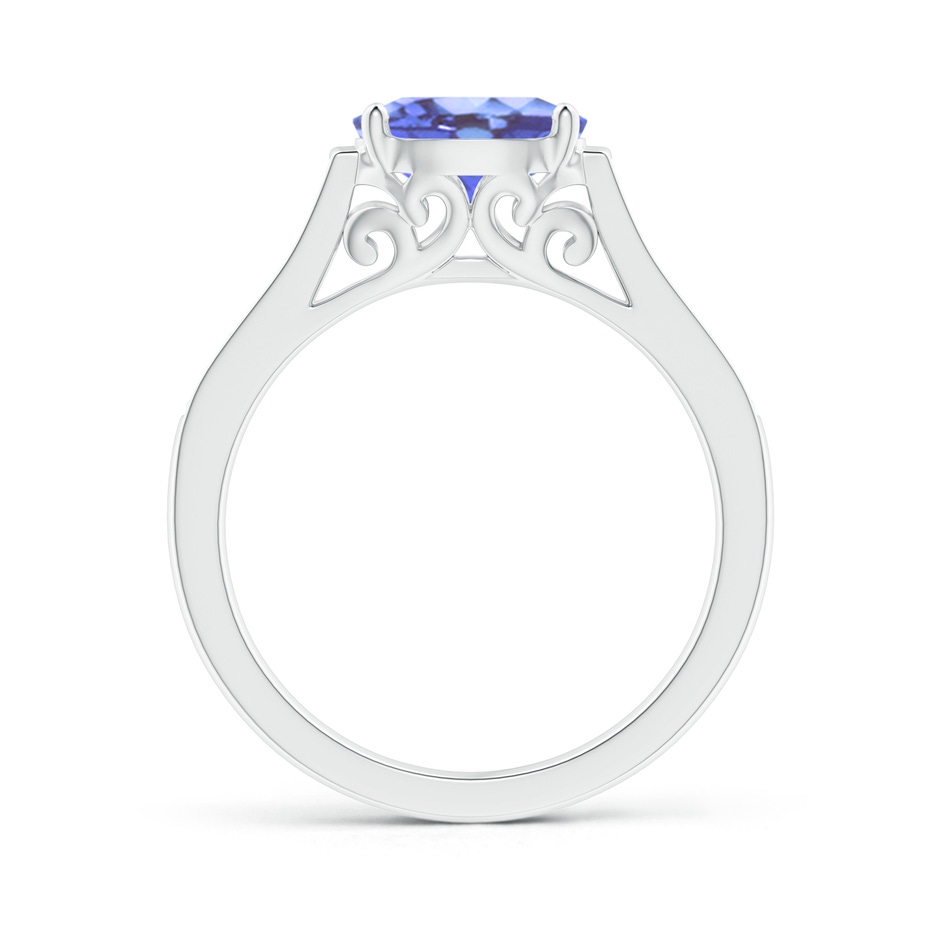 8x6mm A East-West Oval Tanzanite Solitaire Ring with Diamonds in P950 Platinum product image