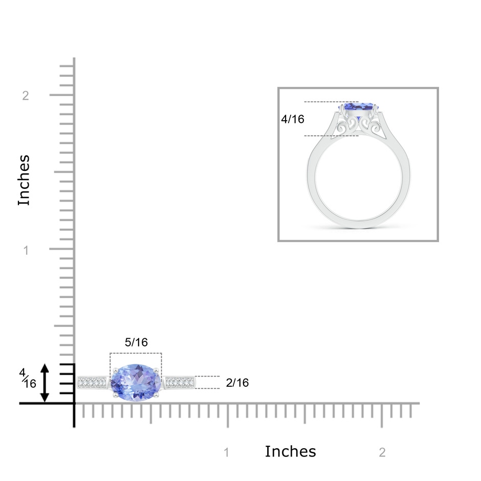 8x6mm A East-West Oval Tanzanite Solitaire Ring with Diamonds in P950 Platinum product image
