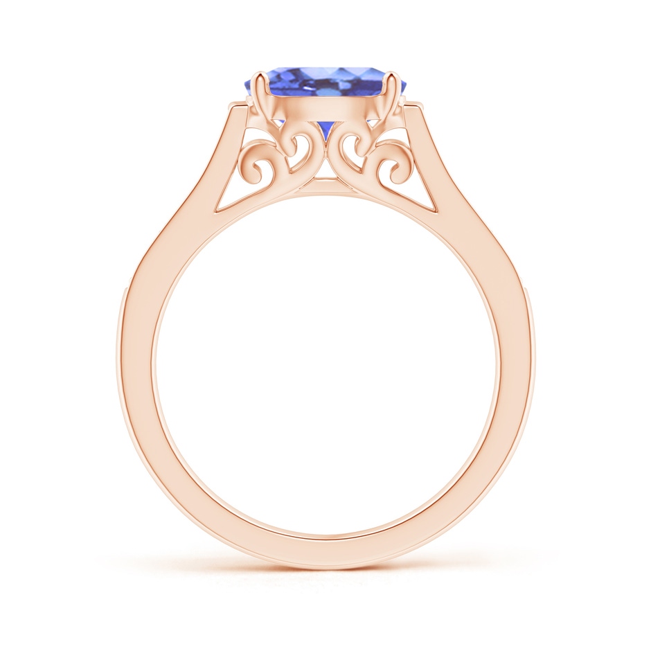 8x6mm A East-West Oval Tanzanite Solitaire Ring with Diamonds in Rose Gold product image