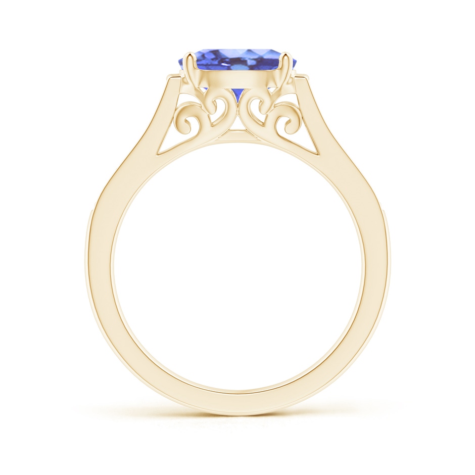 8x6mm A East-West Oval Tanzanite Solitaire Ring with Diamonds in Yellow Gold product image