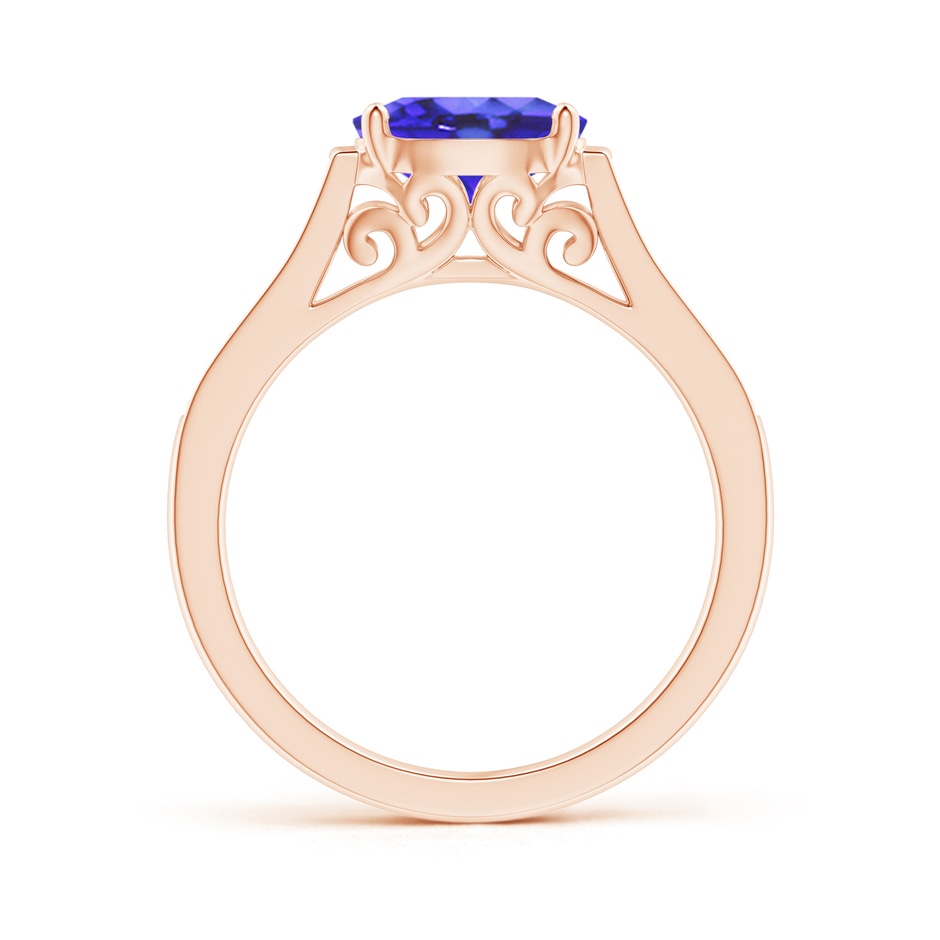 8x6mm AA East-West Oval Tanzanite Solitaire Ring with Diamonds in Rose Gold product image
