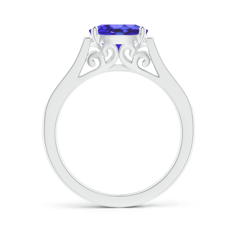 8x6mm AA East-West Oval Tanzanite Solitaire Ring with Diamonds in White Gold product image
