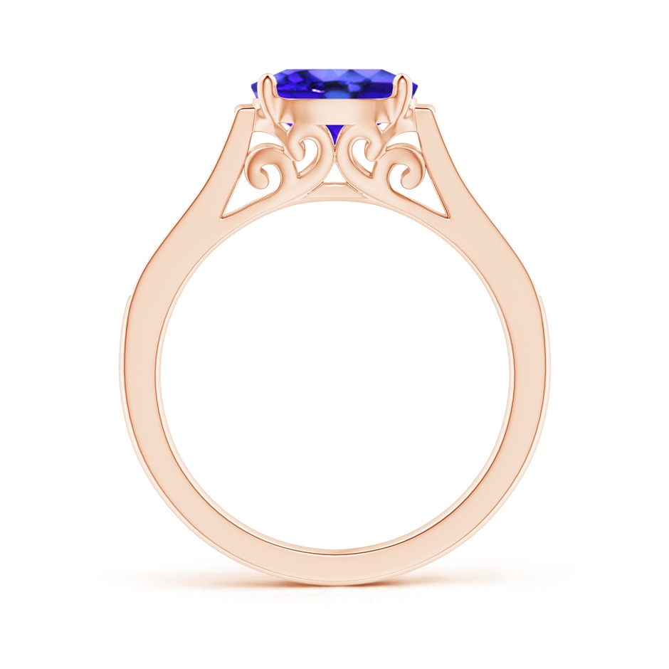 8x6mm AAA East-West Oval Tanzanite Solitaire Ring with Diamonds in Rose Gold product image