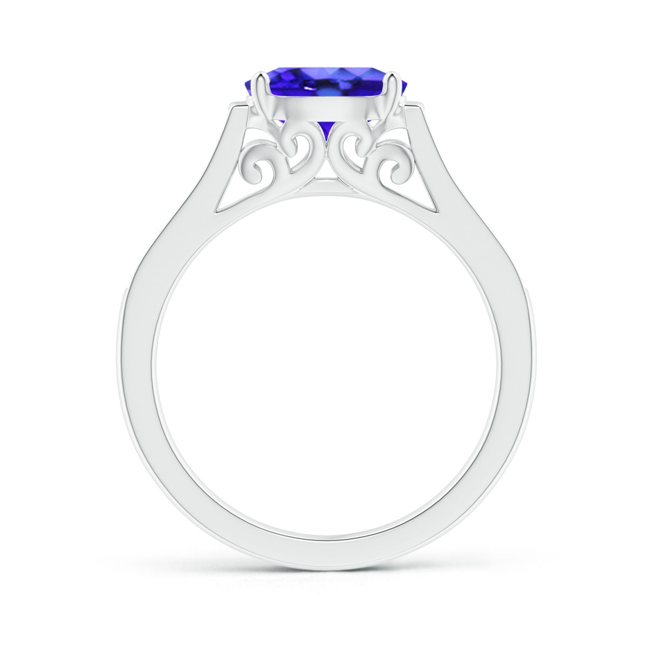 8x6mm AAA East-West Oval Tanzanite Solitaire Ring with Diamonds in White Gold product image