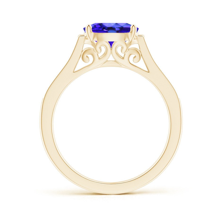 8x6mm AAA East-West Oval Tanzanite Solitaire Ring with Diamonds in Yellow Gold product image