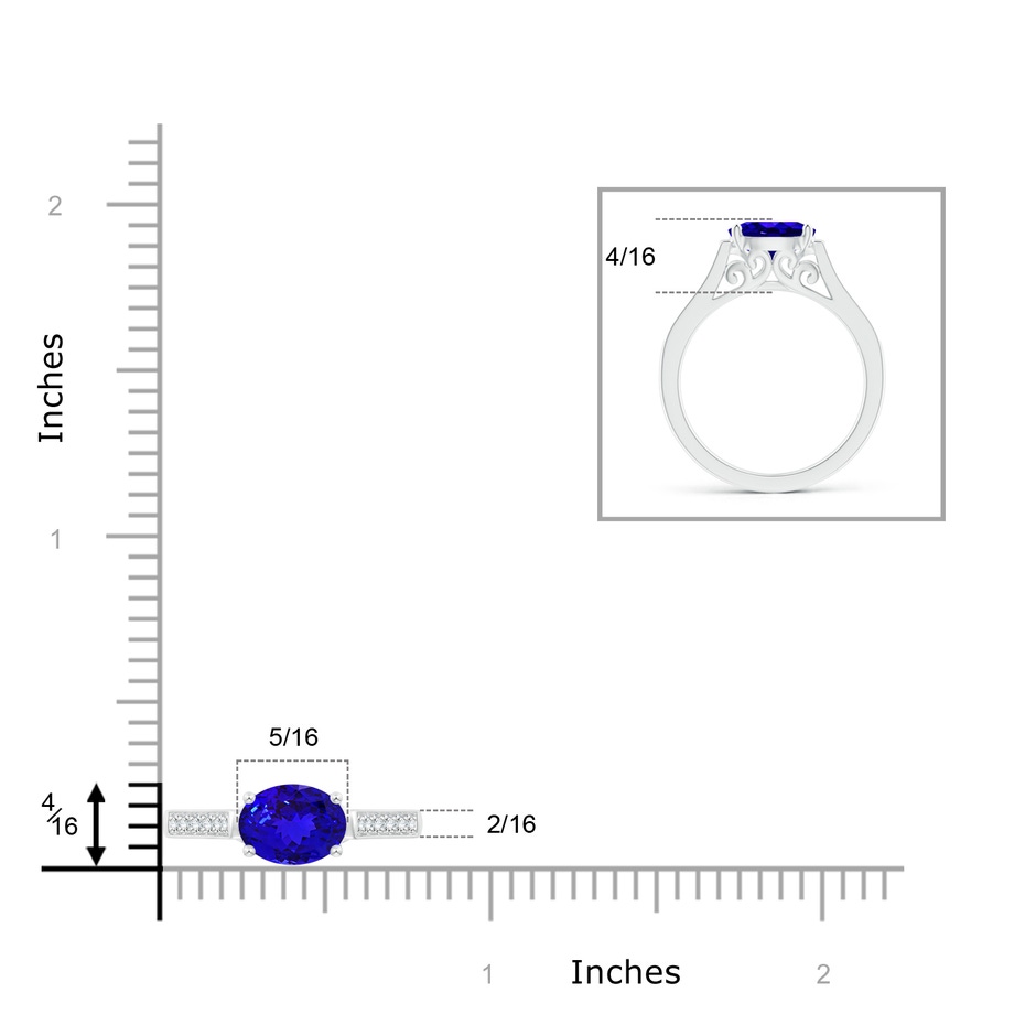 8x6mm AAAA East-West Oval Tanzanite Solitaire Ring with Diamonds in P950 Platinum product image