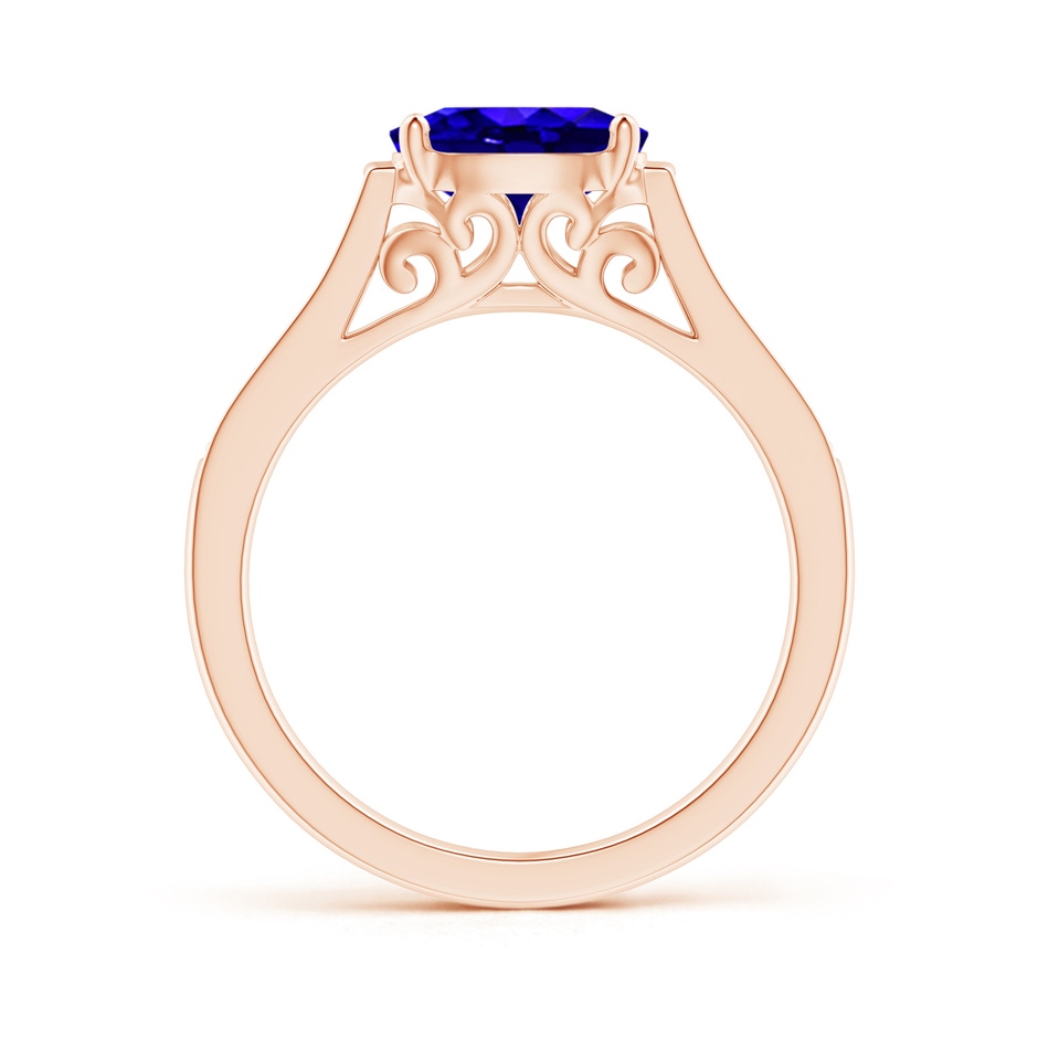 8x6mm AAAA East-West Oval Tanzanite Solitaire Ring with Diamonds in Rose Gold product image