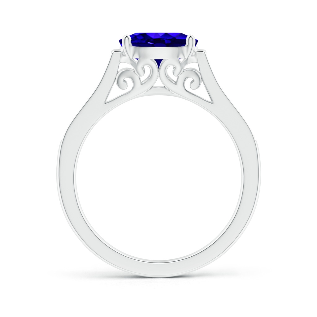 8x6mm AAAA East-West Oval Tanzanite Solitaire Ring with Diamonds in White Gold Product Image