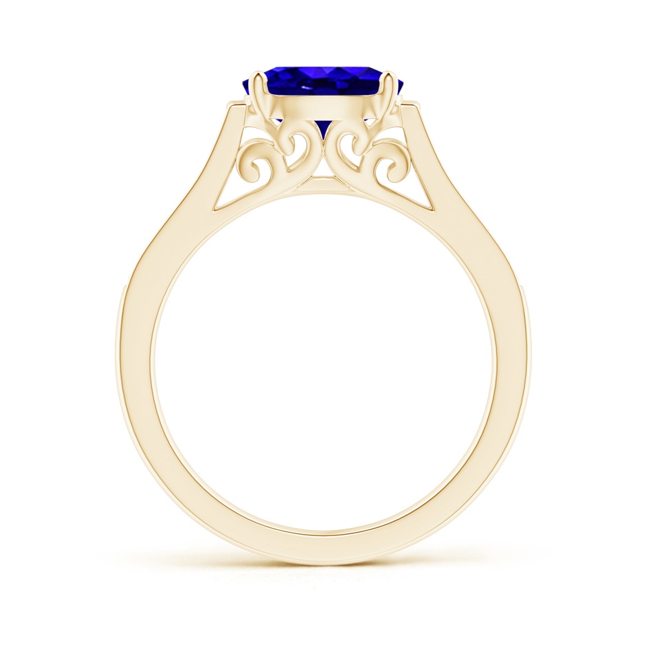 8x6mm AAAA East-West Oval Tanzanite Solitaire Ring with Diamonds in Yellow Gold product image