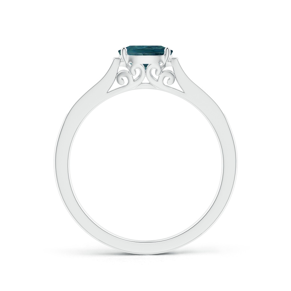 6x4mm AAA East-West Oval Teal Montana Sapphire Solitaire Ring with Diamonds in White Gold side 1