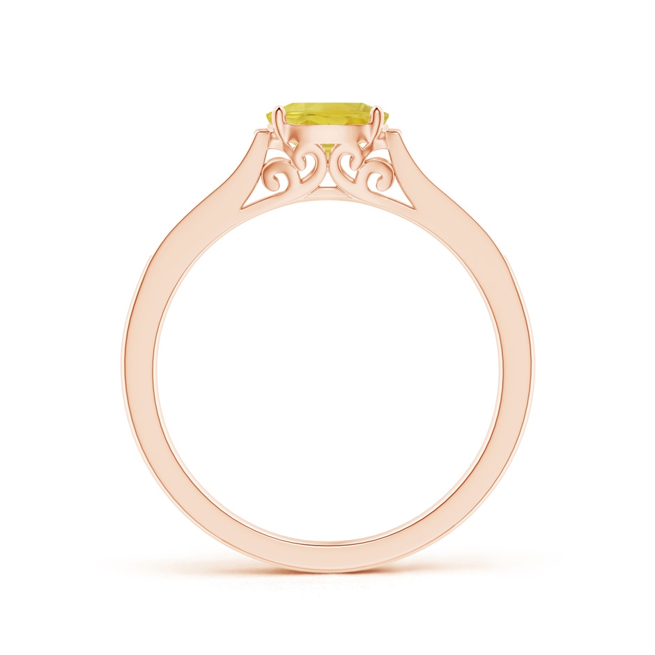 6x4mm A East West Oval Yellow Sapphire Solitaire Ring with Diamonds in Rose Gold side 1