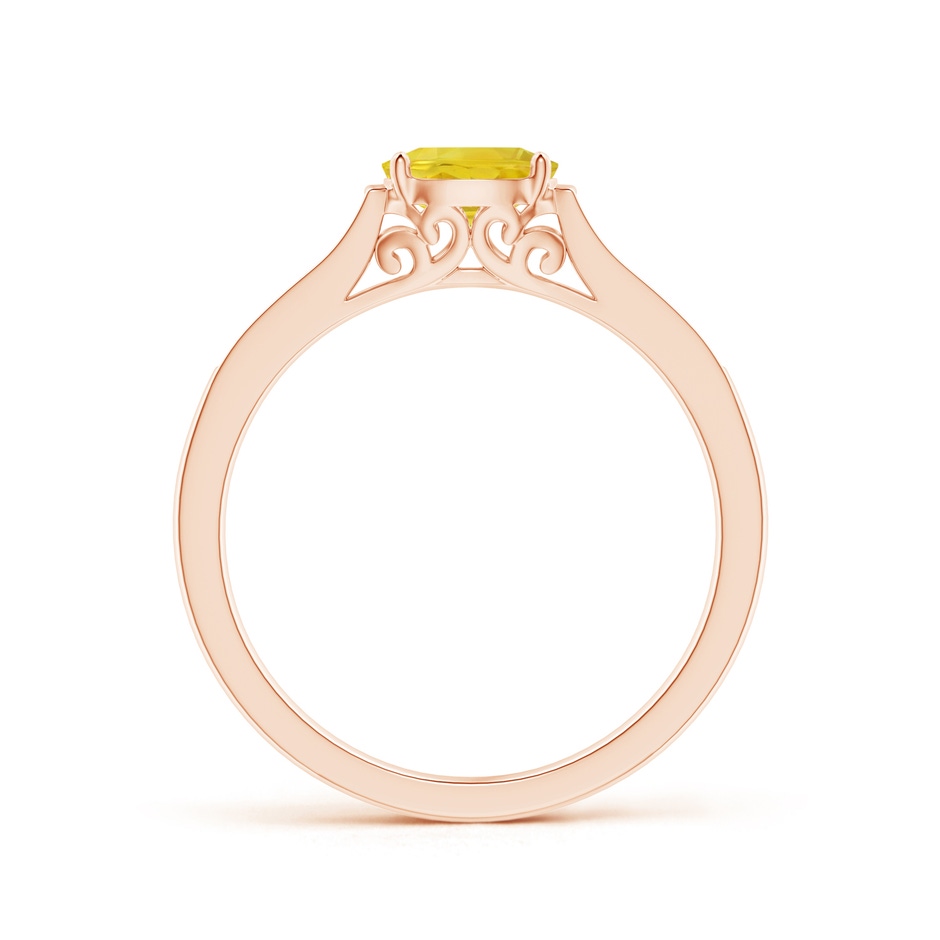 6x4mm AA East West Oval Yellow Sapphire Solitaire Ring with Diamonds in Rose Gold side 1