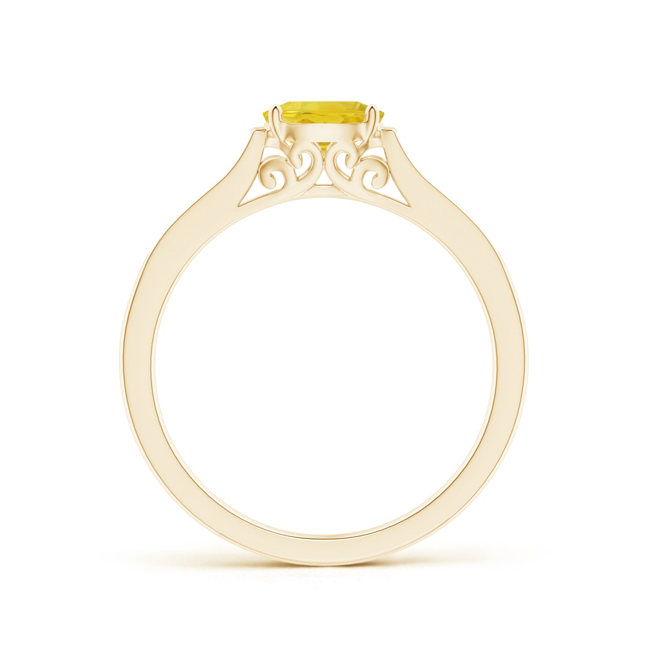 6x4mm AA East West Oval Yellow Sapphire Solitaire Ring with Diamonds in Yellow Gold side 1
