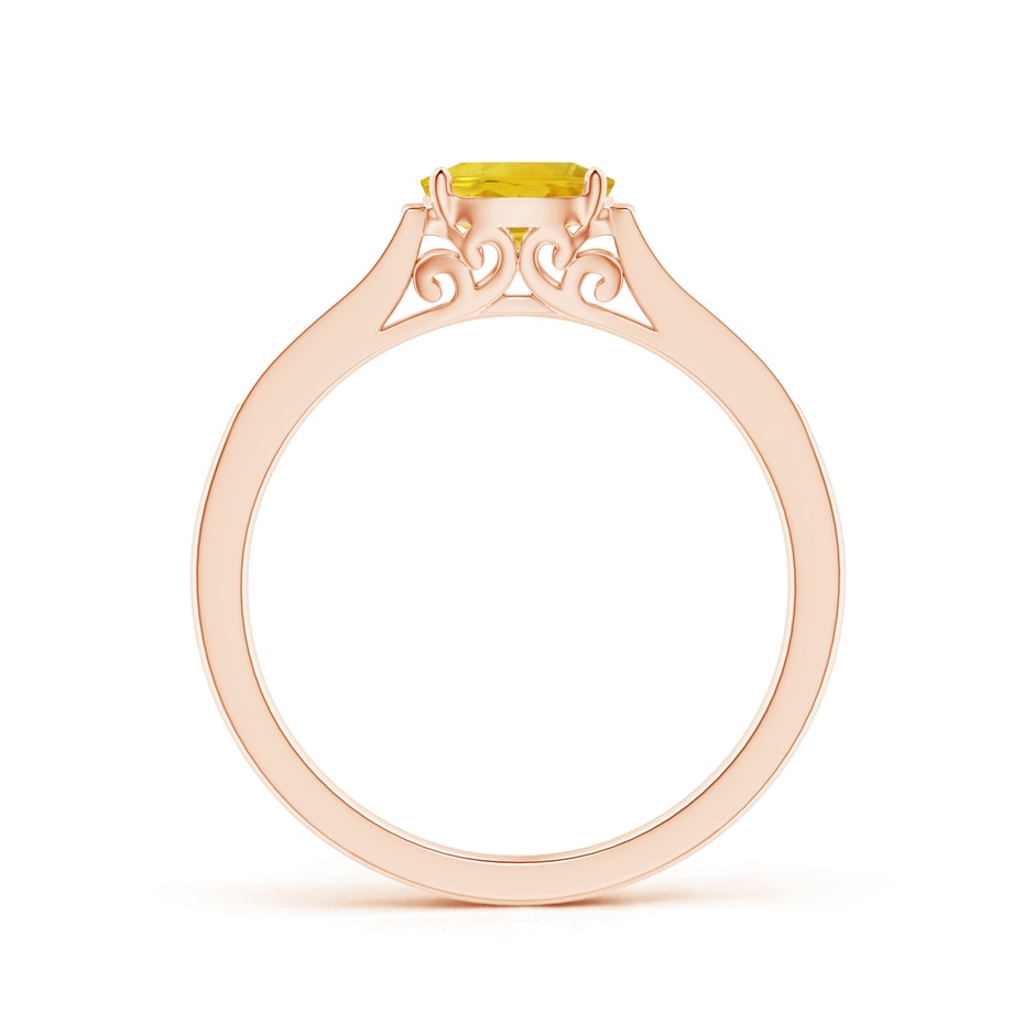 6x4mm AAA East West Oval Yellow Sapphire Solitaire Ring with Diamonds in Rose Gold side 1