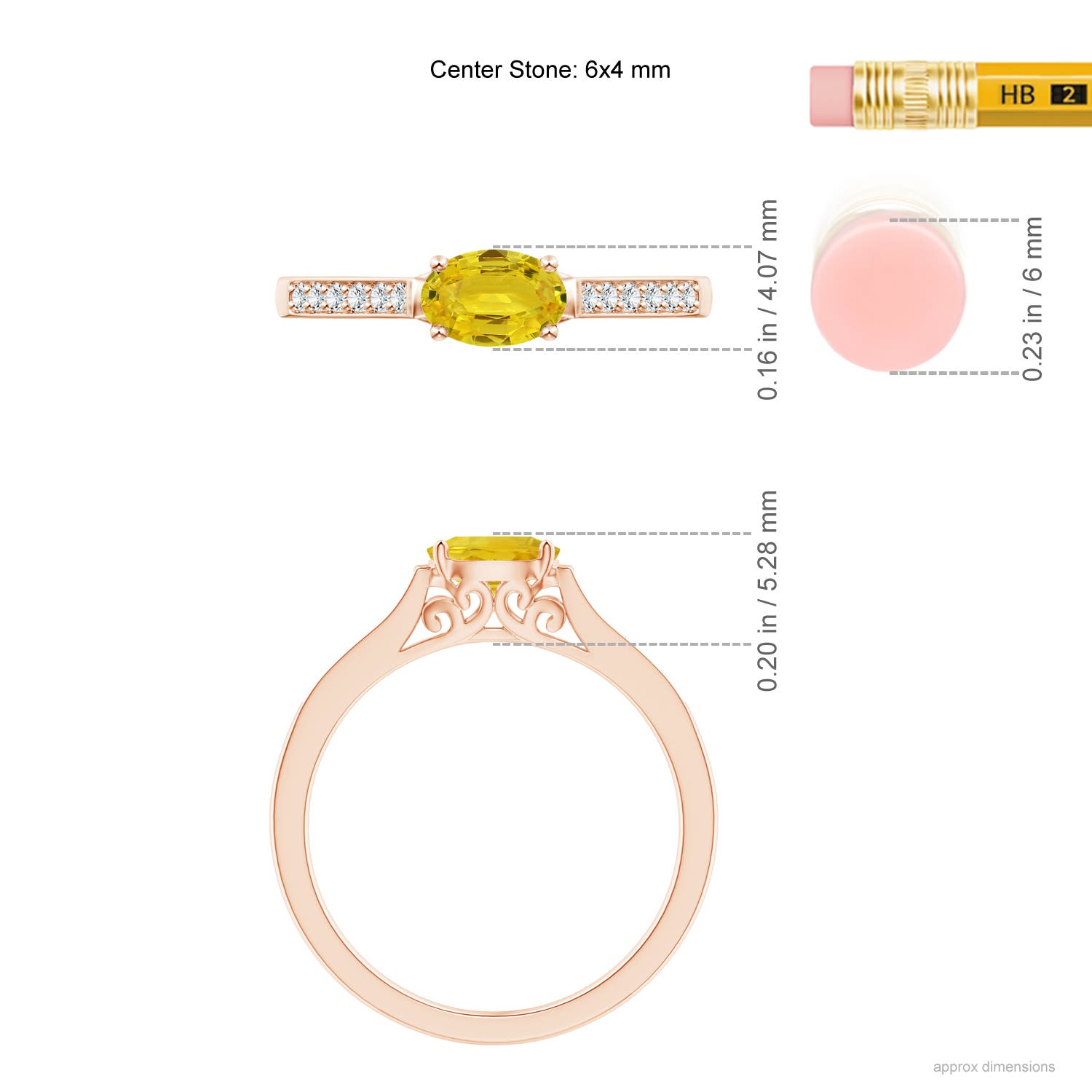 AAA - Yellow Sapphire / 0.76 CT / 14 KT Rose Gold