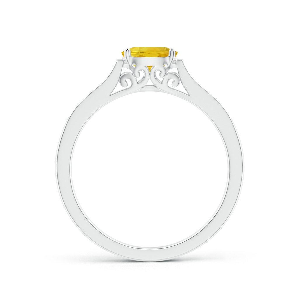 6x4mm AAA East West Oval Yellow Sapphire Solitaire Ring with Diamonds in White Gold Side 1