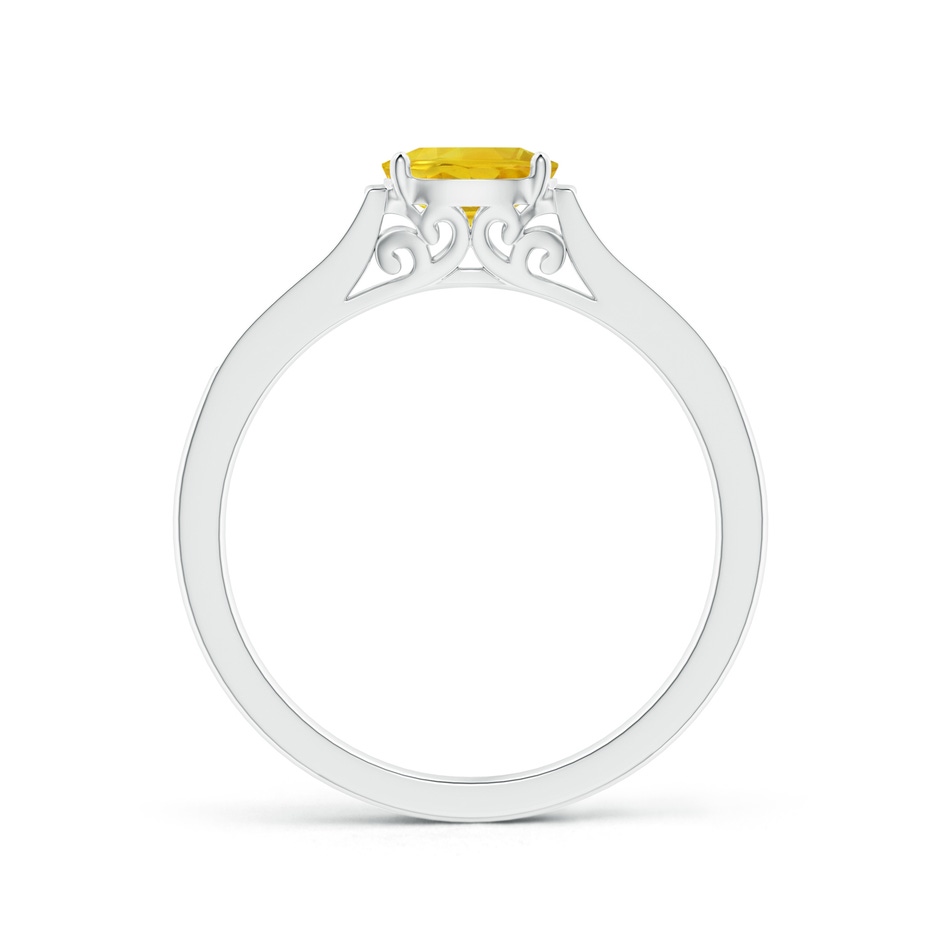 6x4mm AAA East West Oval Yellow Sapphire Solitaire Ring with Diamonds in White Gold side 1