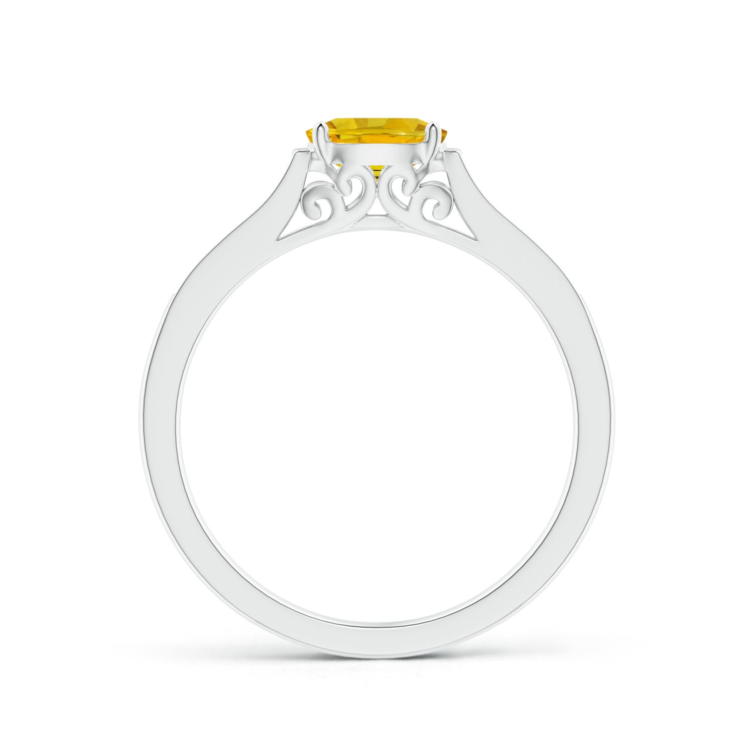 AAAA - Yellow Sapphire / 0.76 CT / 14 KT White Gold