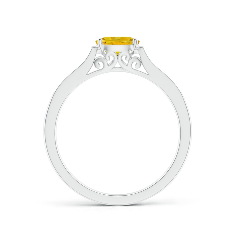 6x4mm AAAA East West Oval Yellow Sapphire Solitaire Ring with Diamonds in White Gold side 1