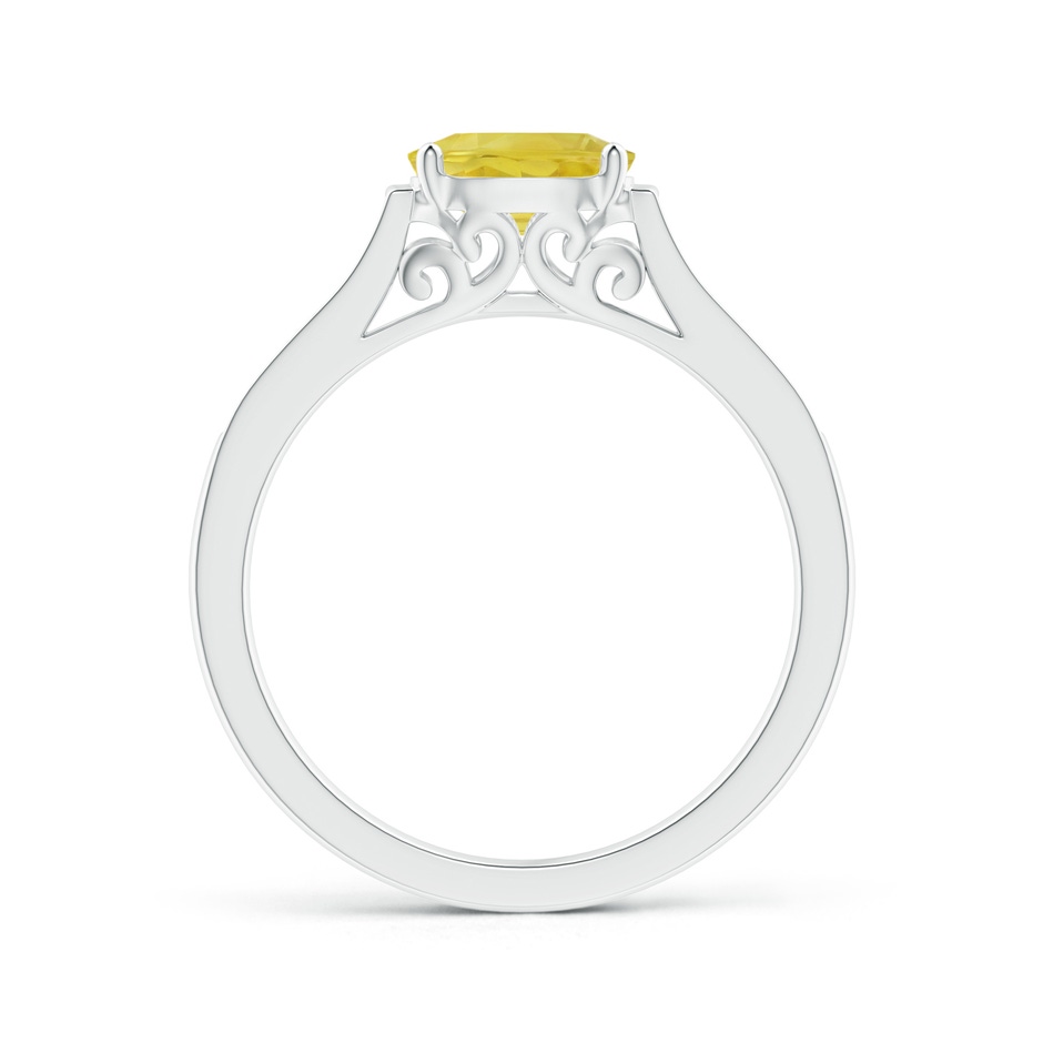 7x5mm A East West Oval Yellow Sapphire Solitaire Ring with Diamonds in P950 Platinum side 1