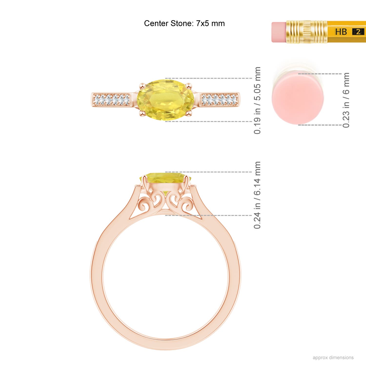 A - Yellow Sapphire / 1.12 CT / 14 KT Rose Gold