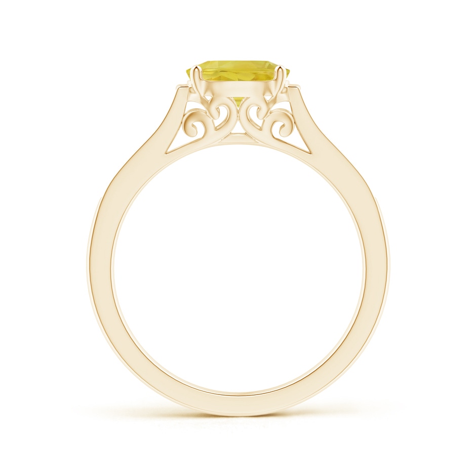 7x5mm A East West Oval Yellow Sapphire Solitaire Ring with Diamonds in Yellow Gold side 1
