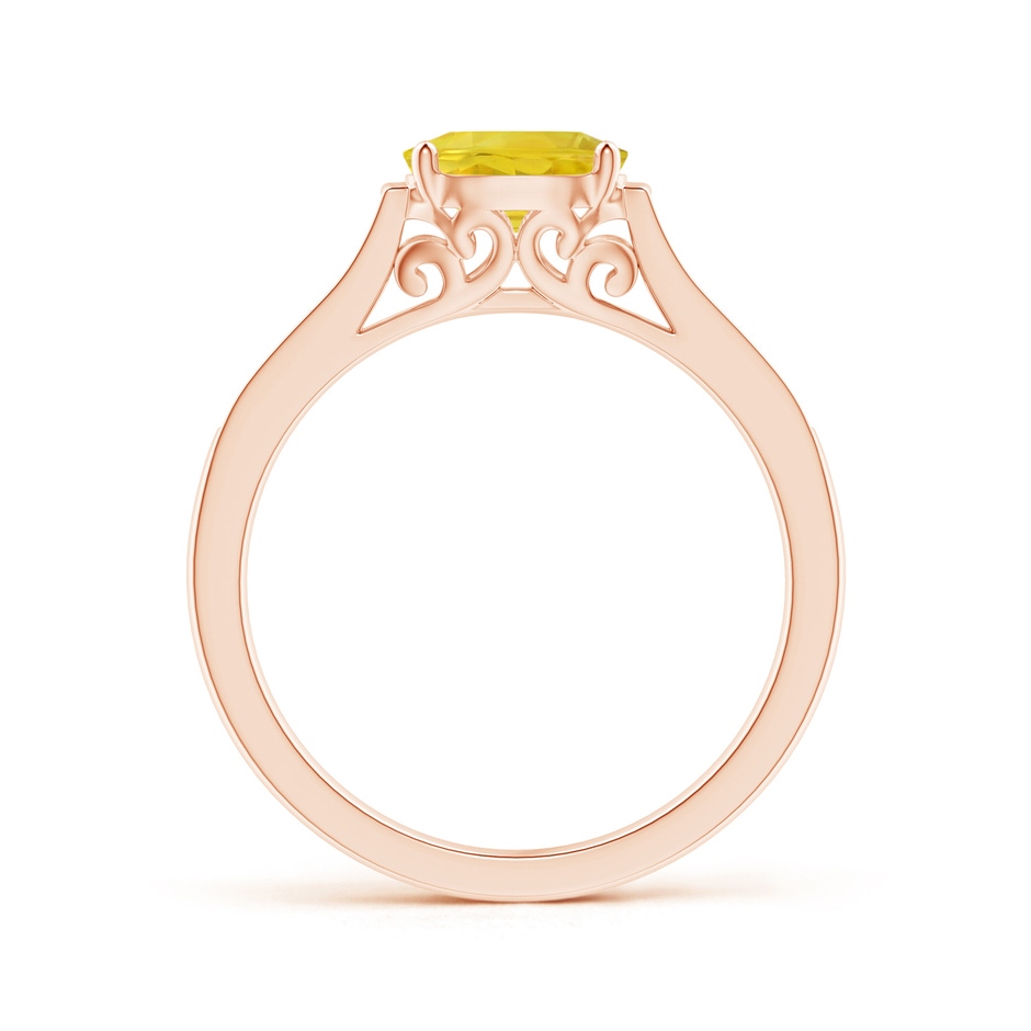 7x5mm AA East West Oval Yellow Sapphire Solitaire Ring with Diamonds in Rose Gold side 1