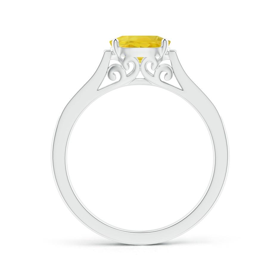 7x5mm AA East West Oval Yellow Sapphire Solitaire Ring with Diamonds in White Gold side 1