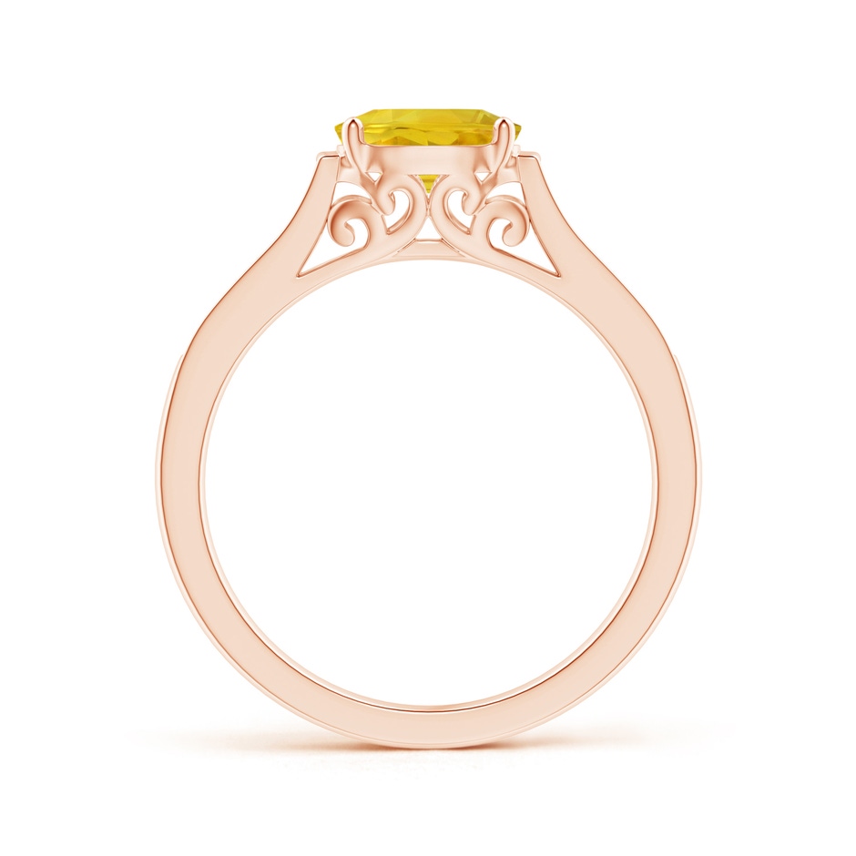 7x5mm AAA East West Oval Yellow Sapphire Solitaire Ring with Diamonds in Rose Gold side 1