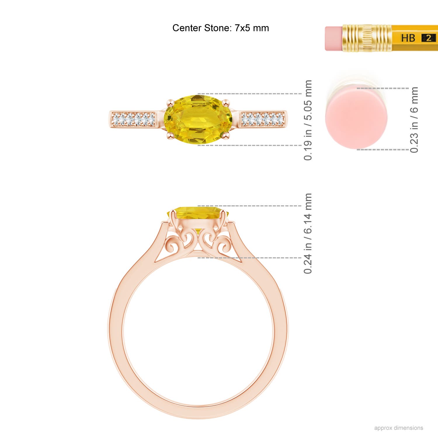 AAA - Yellow Sapphire / 1.12 CT / 14 KT Rose Gold