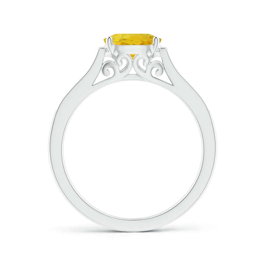 7x5mm AAA East West Oval Yellow Sapphire Solitaire Ring with Diamonds in White Gold Side 1