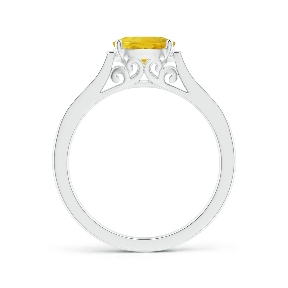 7x5mm AAA East West Oval Yellow Sapphire Solitaire Ring with Diamonds in White Gold side 1