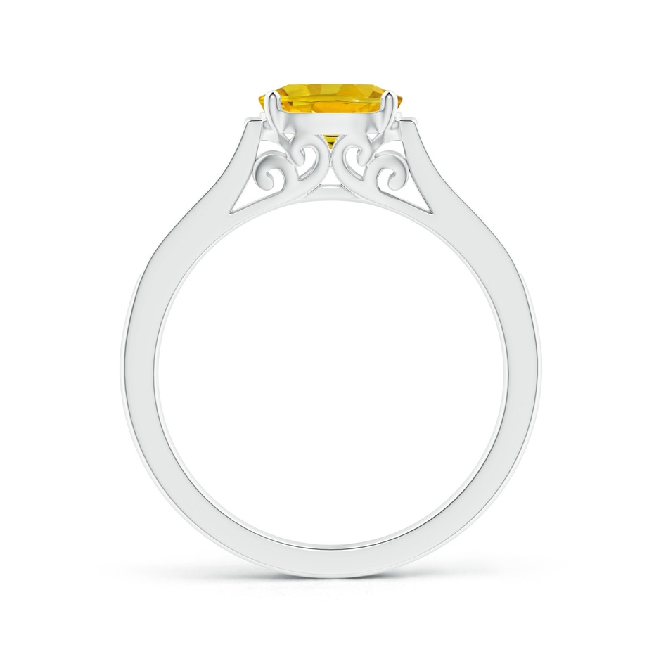 7x5mm AAAA East West Oval Yellow Sapphire Solitaire Ring with Diamonds in P950 Platinum side 1