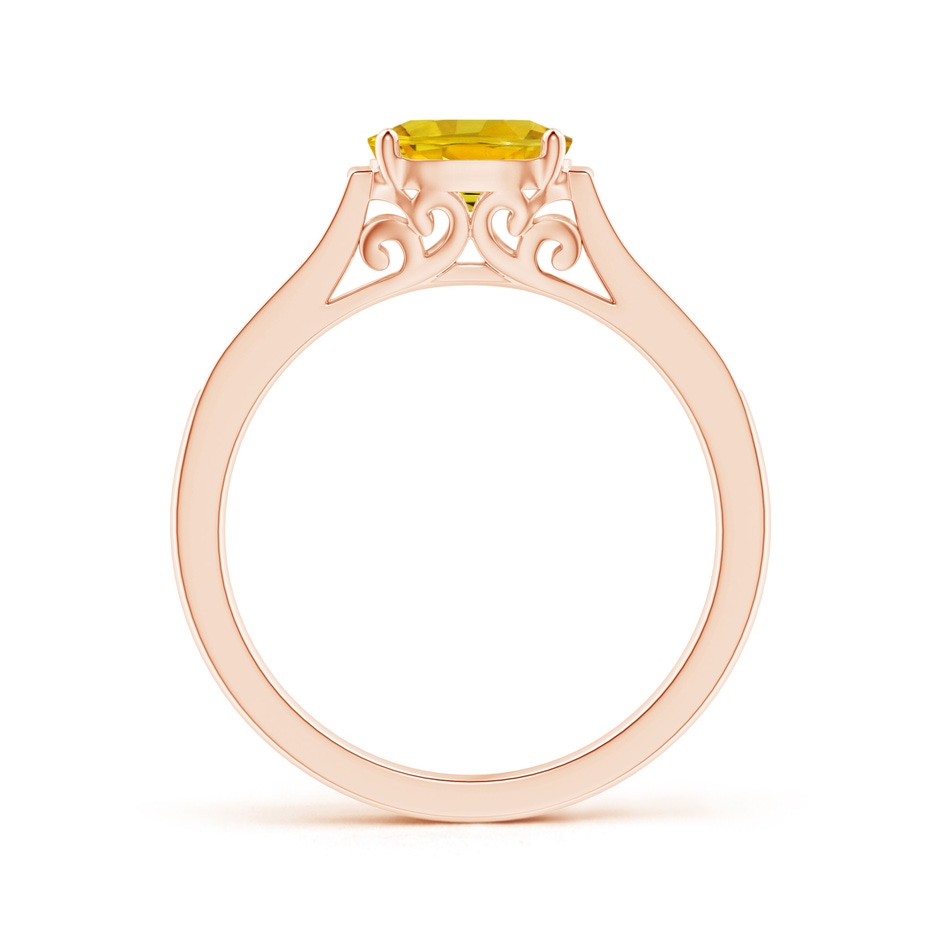 7x5mm AAAA East West Oval Yellow Sapphire Solitaire Ring with Diamonds in Rose Gold side 1