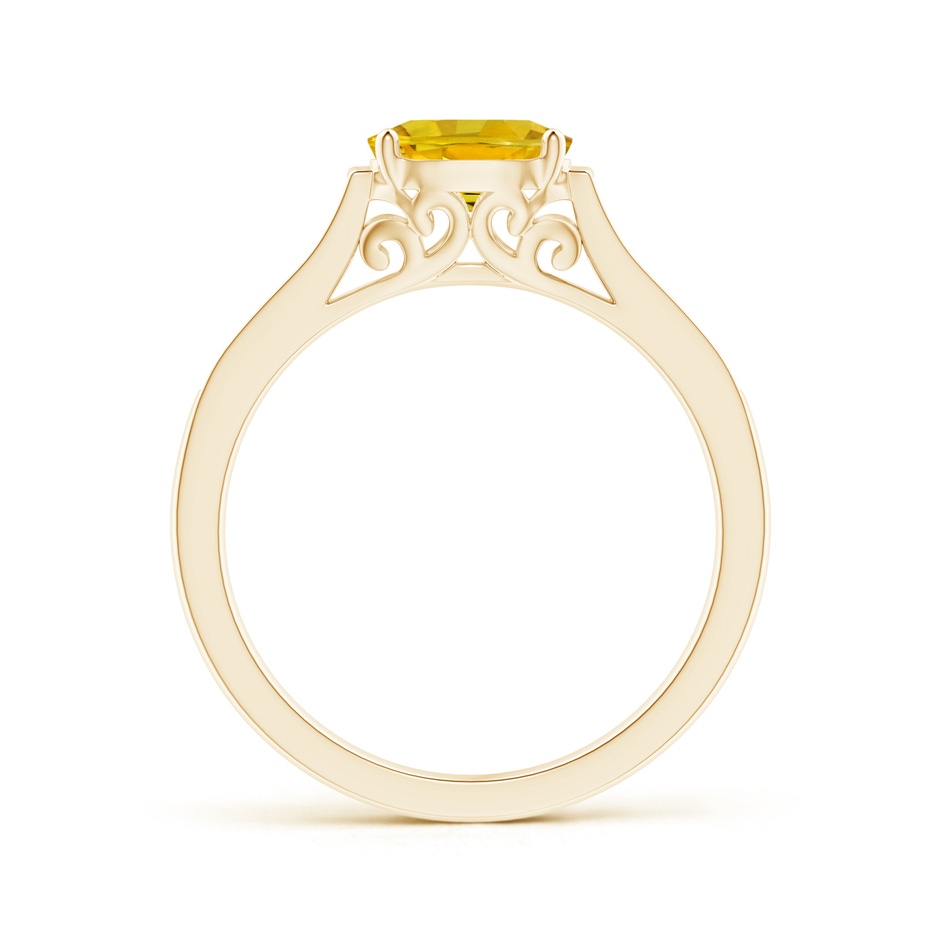 7x5mm AAAA East West Oval Yellow Sapphire Solitaire Ring with Diamonds in Yellow Gold side 1