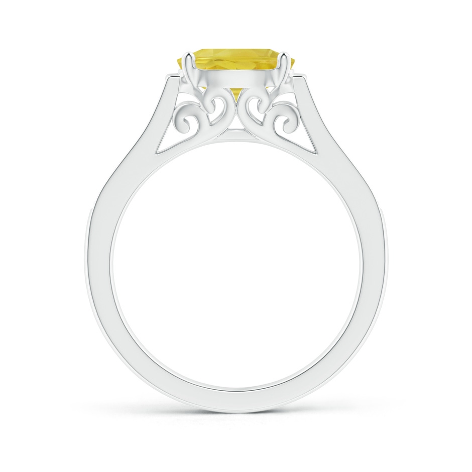 8x6mm A East West Oval Yellow Sapphire Solitaire Ring with Diamonds in White Gold side 1