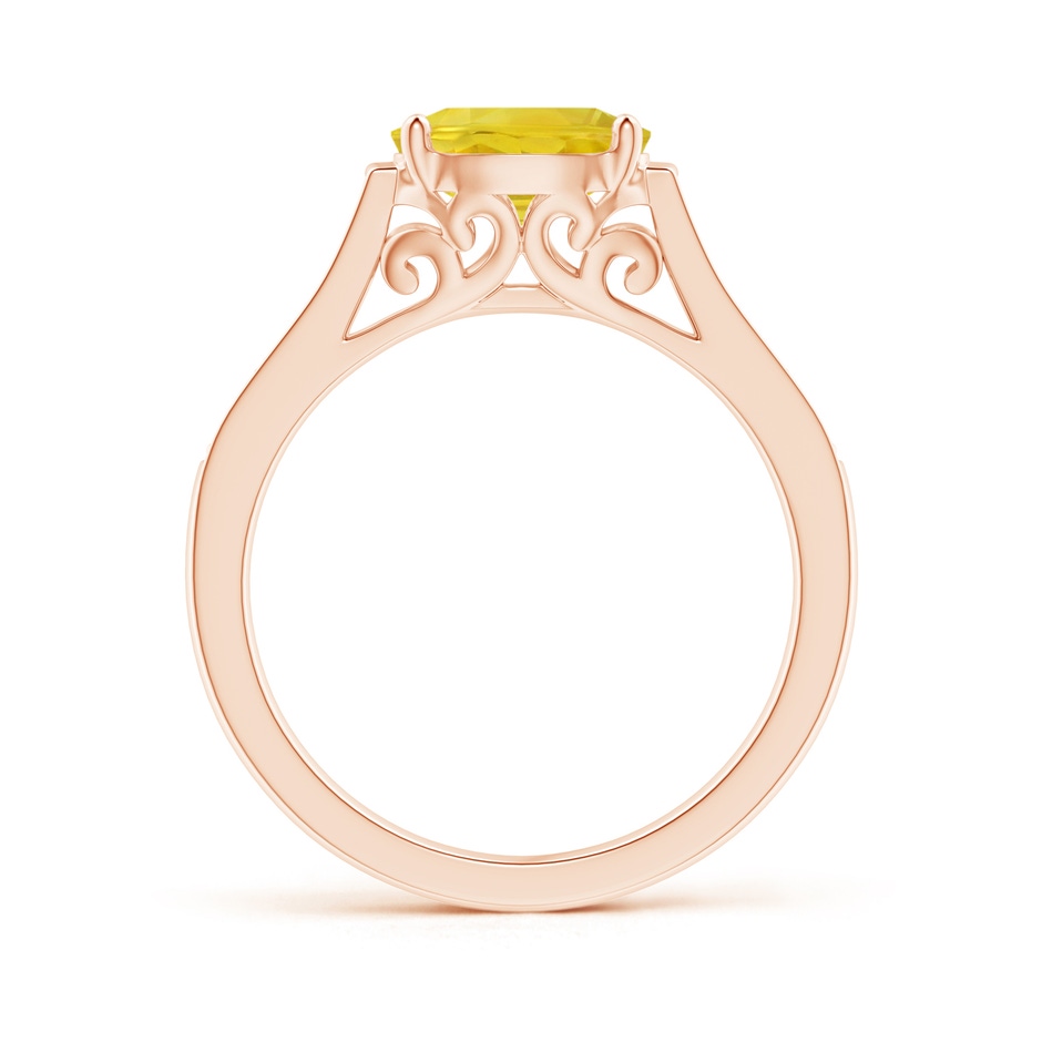 8x6mm AA East West Oval Yellow Sapphire Solitaire Ring with Diamonds in Rose Gold side 1