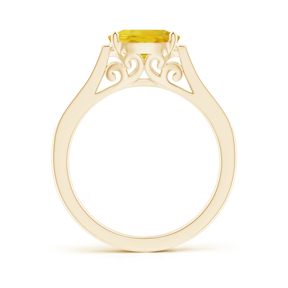 8x6mm AAA East West Oval Yellow Sapphire Solitaire Ring with Diamonds in Yellow Gold side 1