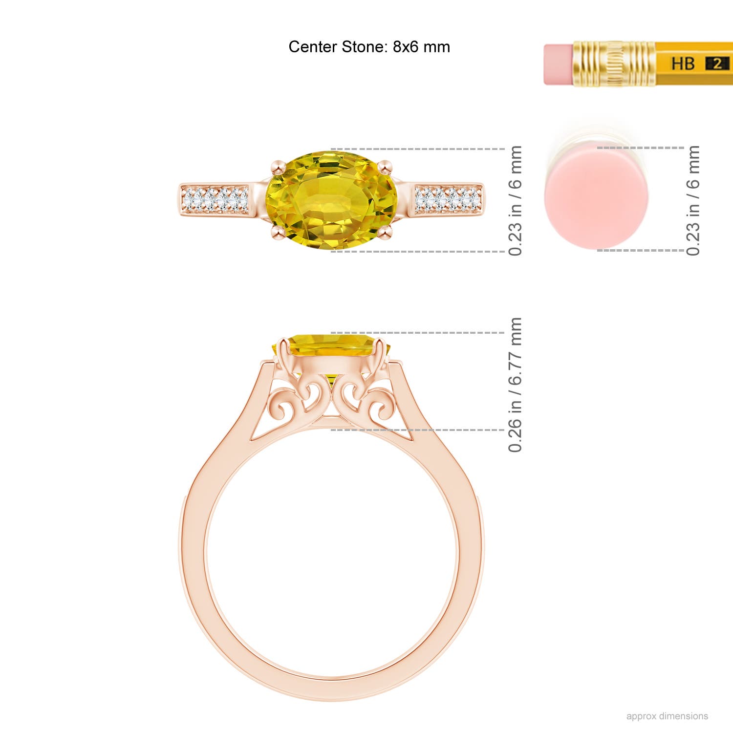 AAAA - Yellow Sapphire / 1.64 CT / 14 KT Rose Gold