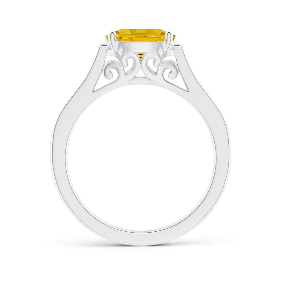 8x6mm AAAA East West Oval Yellow Sapphire Solitaire Ring with Diamonds in White Gold side 1