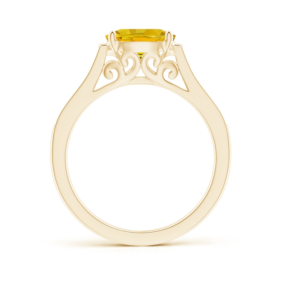 8x6mm AAAA East West Oval Yellow Sapphire Solitaire Ring with Diamonds in Yellow Gold side 1