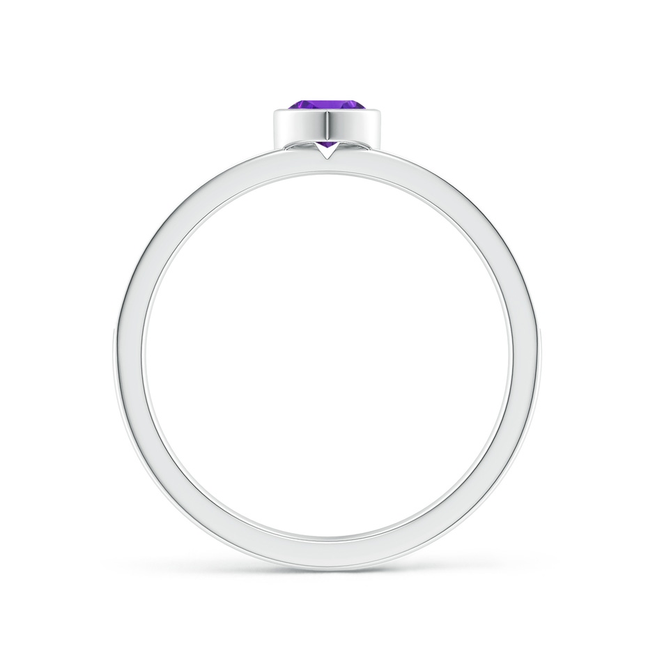 4mm AAAA Bezel Heart Amethyst Promise Ring with Diamond Accents in P950 Platinum side-1
