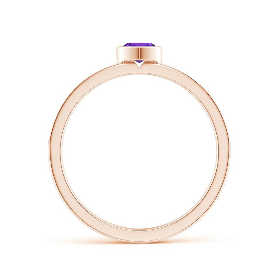 4mm AAAA Bezel Heart Amethyst Promise Ring with Diamond Accents in Rose Gold side-1