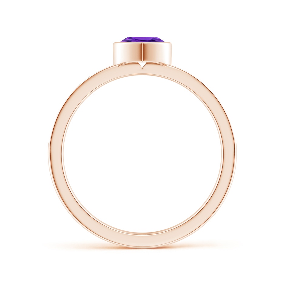 5mm AAAA Bezel Heart Amethyst Promise Ring with Diamond Accents in Rose Gold side-1