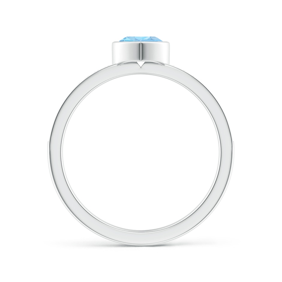 5mm AAA Bezel Heart Aquamarine Promise Ring with Diamond Accents in White Gold side-1