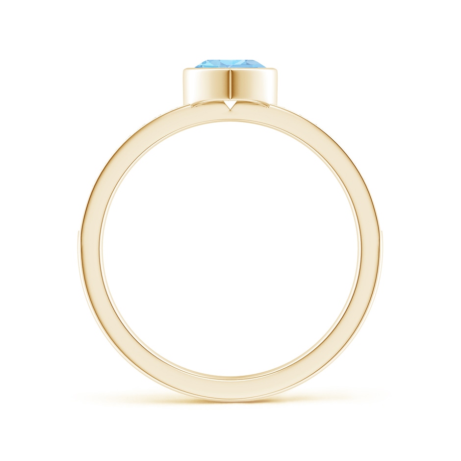 5mm AAA Bezel Heart Aquamarine Promise Ring with Diamond Accents in Yellow Gold side-1