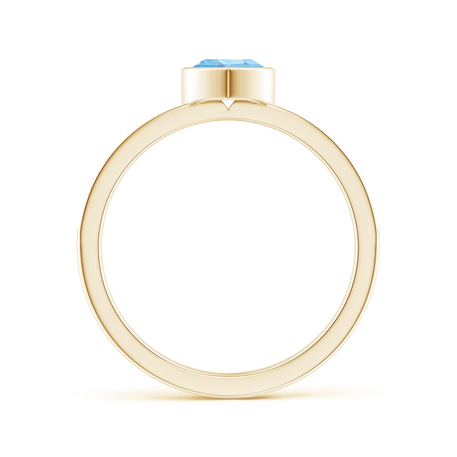 5mm AAAA Bezel Heart Aquamarine Promise Ring with Diamond Accents in Yellow Gold side-1